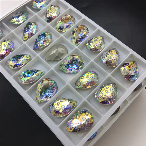 crystal ab patina Кристалл патина 13X18 мм 10x14 мм каплевидный кристалл необычный камень K9 стеклянные капельки бусины качество изготовления ювелирных изделий - Цвет: crystal ab patina