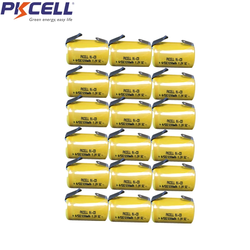 

PKCELL 20 шт 4/5sc 1,2 V NICD аккумуляторная батарея 1200mAh nicd плоский верх с вкладками для электрической дрели отвертка