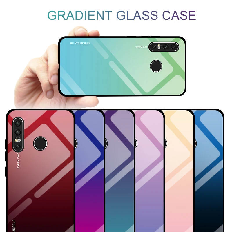 Градиентный чехол из закаленного стекла для Huawei P30 P20 Mate 30 20 10 9 Lite Pro Honor 8X Max P smart Z Plus