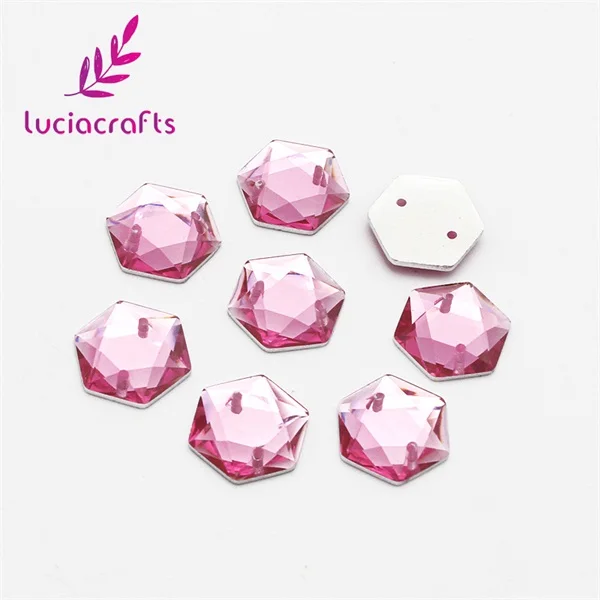 pink Lucia crafts 12 мм разные цвета на выбор Акриловые Плоские с оборота 2 отверстия пришивные стразы DIY Craf сумка Аксессуары для одежды 50 шт. D1406 - Цвет: pink
