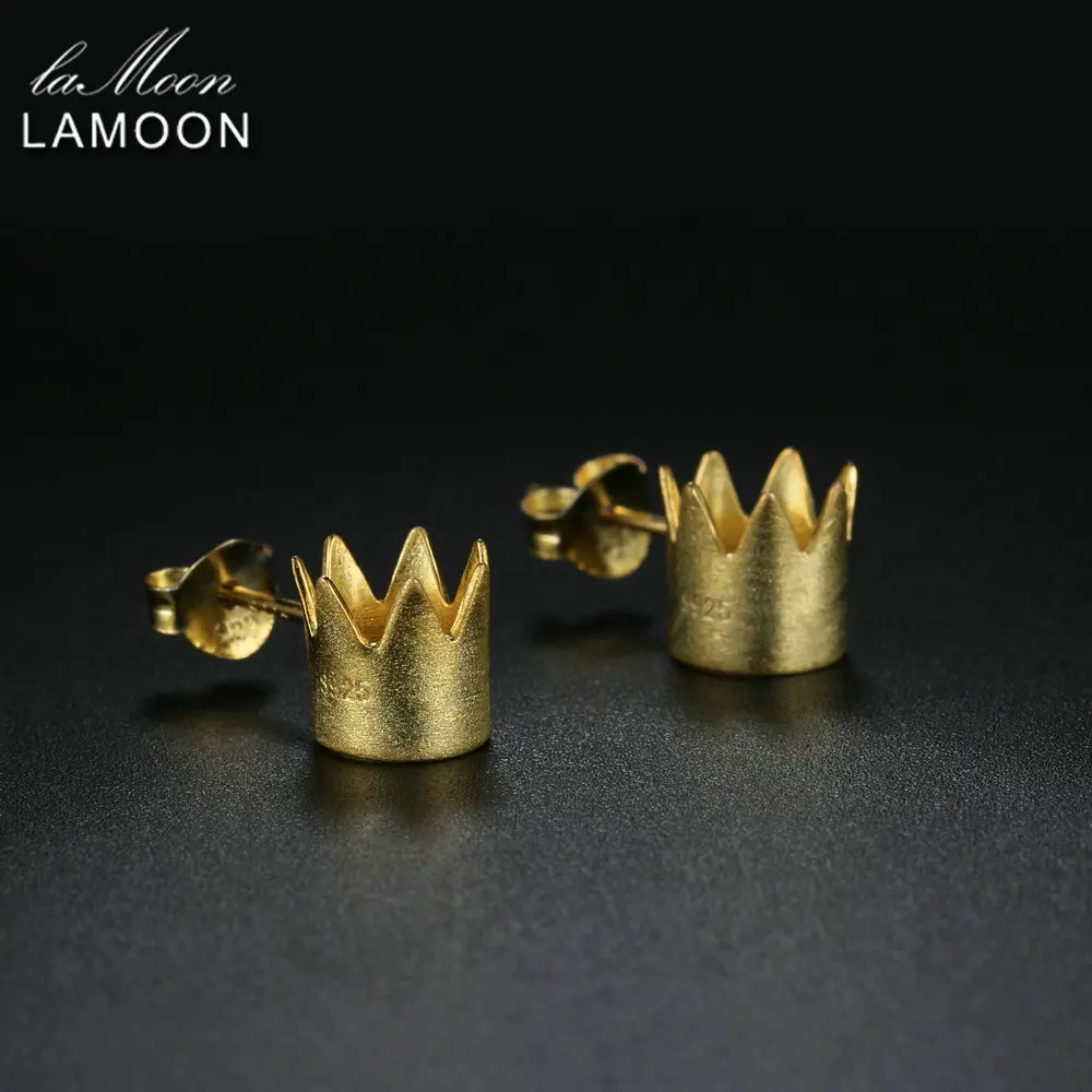 Женские серьги гвоздики в форме короны LAMOON серебро 925 пробы ювелирное изделие