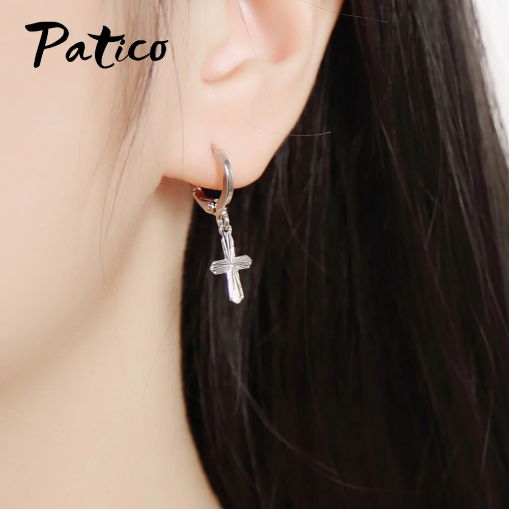 New Design 925 Sterling Silver Boucle Foreille Femme Charms Cross Drop Earrings For Women Engagement Dangle Jewelry | Украшения и
