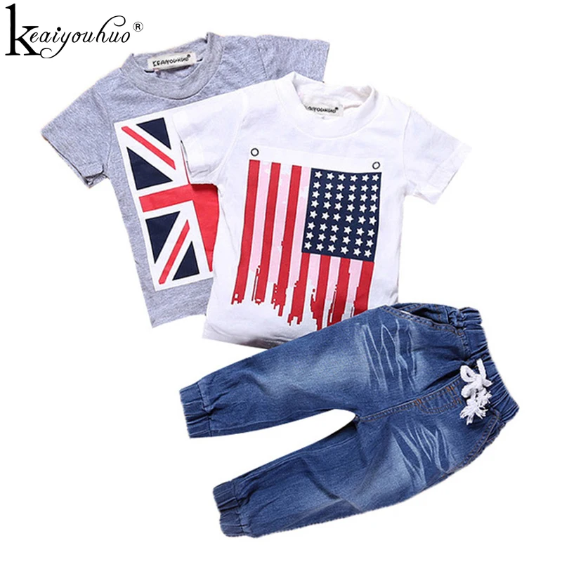 

KEAIYOUHUO 2019 Boys Clothes Sets 3Pcs Kids Clothes Summer Children Clothing Sets Baby Boys Sport Suits Toddler T-shirt+Jeans