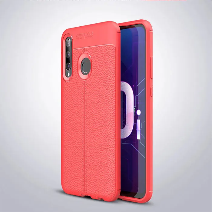 Тонкий чехол для huawei Honor 10i Чехол кожаный силиконовый мягкий ТПУ бампер Роскошный чехол для телефона для huawei P Smart Plus чехол - Цвет: Красный