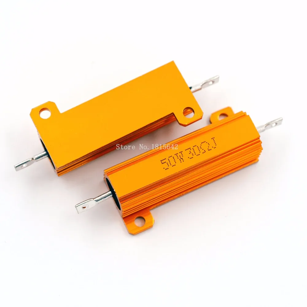 

RX24 50W 30R 30RJ Metal Aluminum Case High Power Resistor Golden Metal Shell Case Heatsink Resistance Resistor 30 ohm 50w