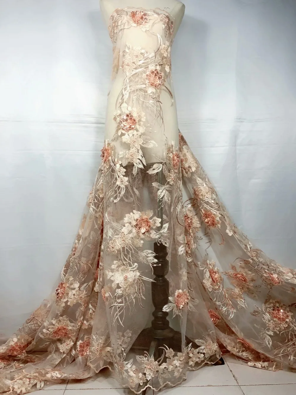 Хит продаж французский стиль кружевная ткань 3D аппликация Золотая нигерийская