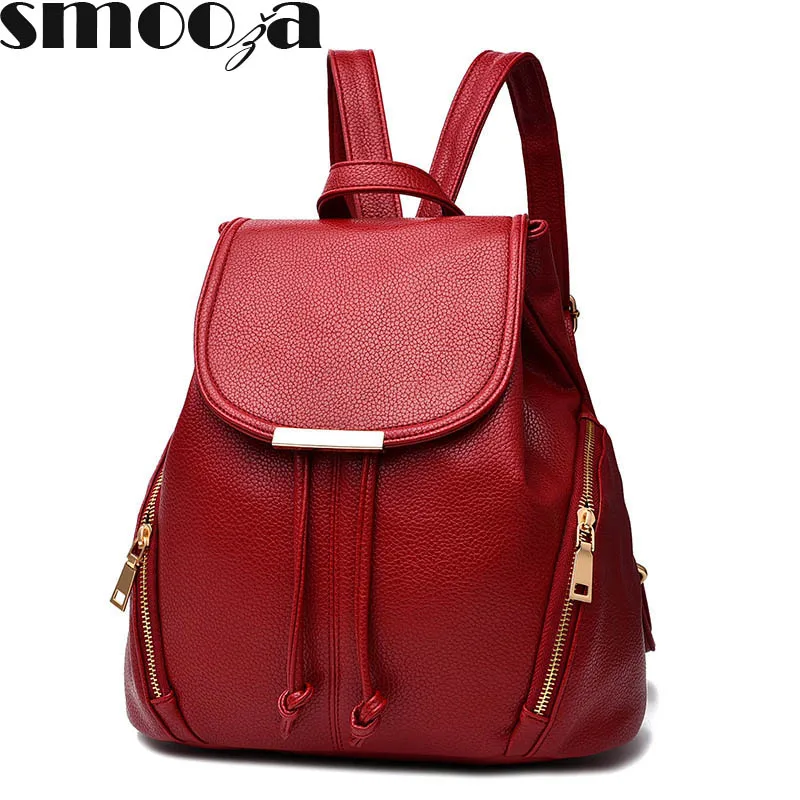 Женский рюкзак SMOOZA модный кожаный школьные сумки для девочек женский Mochila Feminina