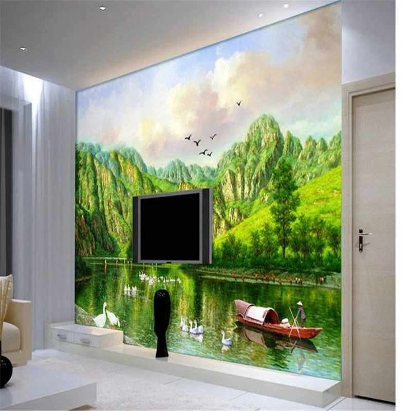 Обои beibehang фон для телевизора большие зеленые 3d обои фрески стен 3 d обои|wallpaper for