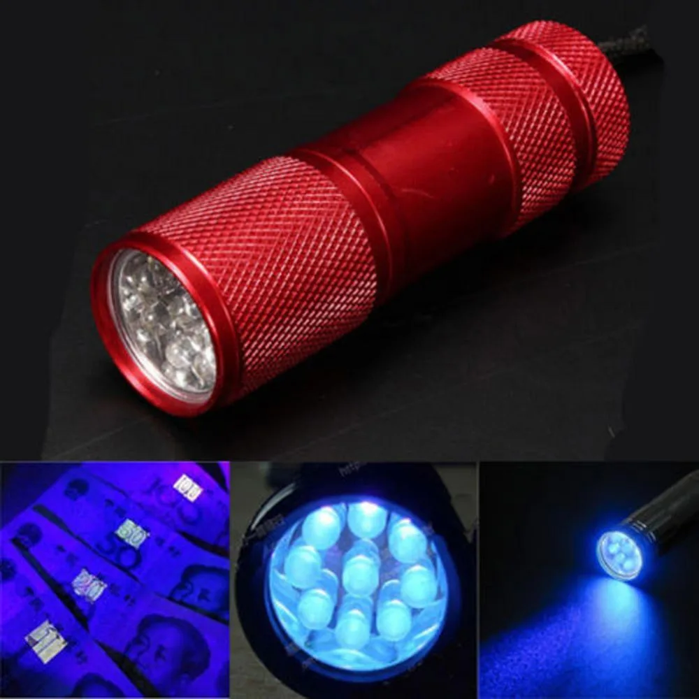 Портативный светодиодный фонарик для вспышки 9 светодиодных УФ фиолетовых ламп