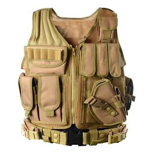 TACVASEN тактический жилет Cs US Army Molle Жилет для техники дышащий Легкий боевой жилет Swat мужской жилет TD-YKD-001 - Цвет: Khaki