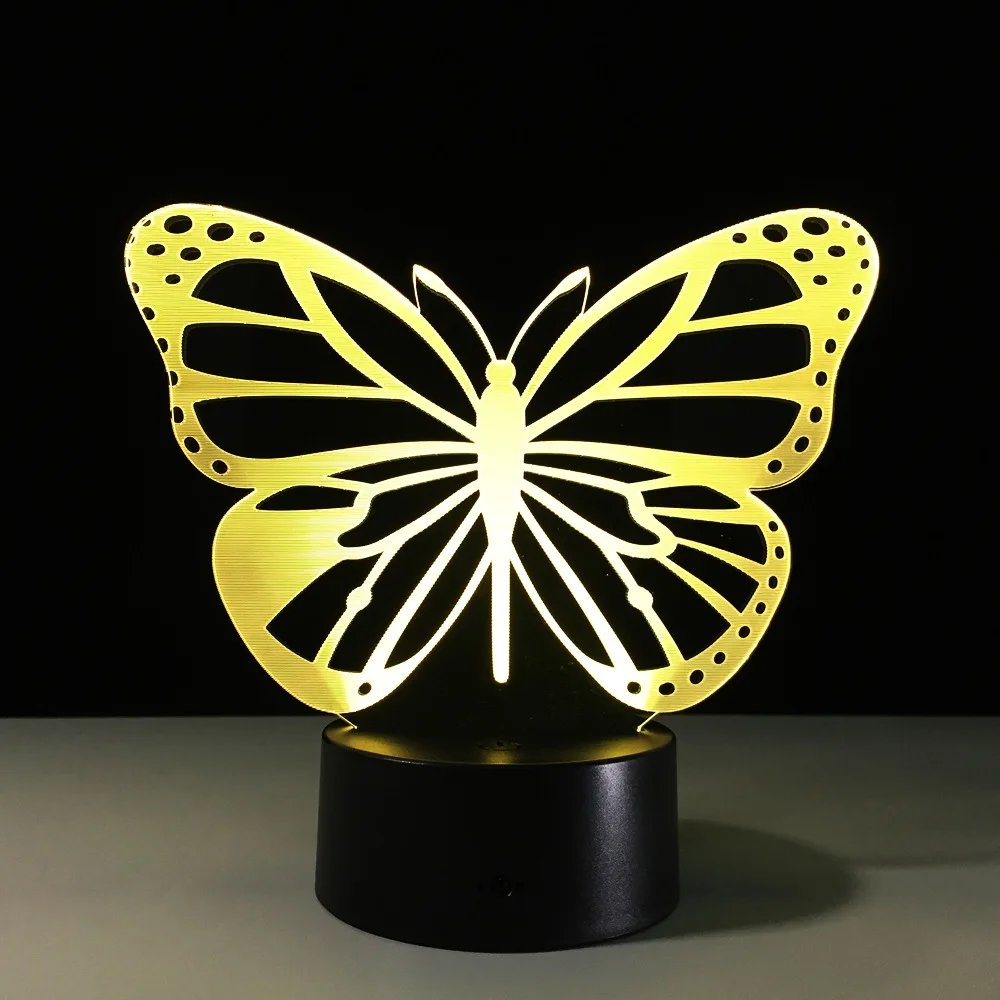 3d лампа с бабочкой светодиодная Ночная Usb питанием ночник аккумулятором