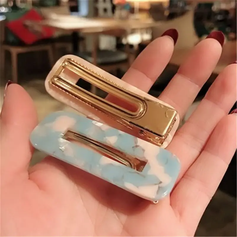 New Fashion Women Girls Acrylic Hollow Waterdrop Rectangle Hair Clips Tin Foil Sequins Hairpins Barrettes Headbands Accessories | Украшения