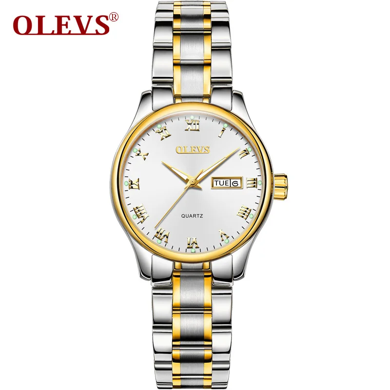 Lady Steel white OLEVS мужские часы лучший бренд класса люкс Для женщин часы relogio feminino часы Нержавеющая сталь водонепроницаемый пару часов - Цвет: Lady Steel white