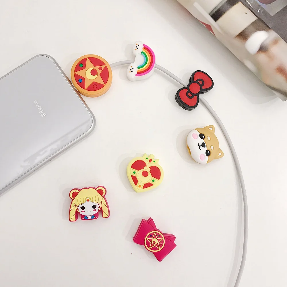 Мультяшный японский аниме Luna розовый защитный кабель для iPhone намотки кабеля