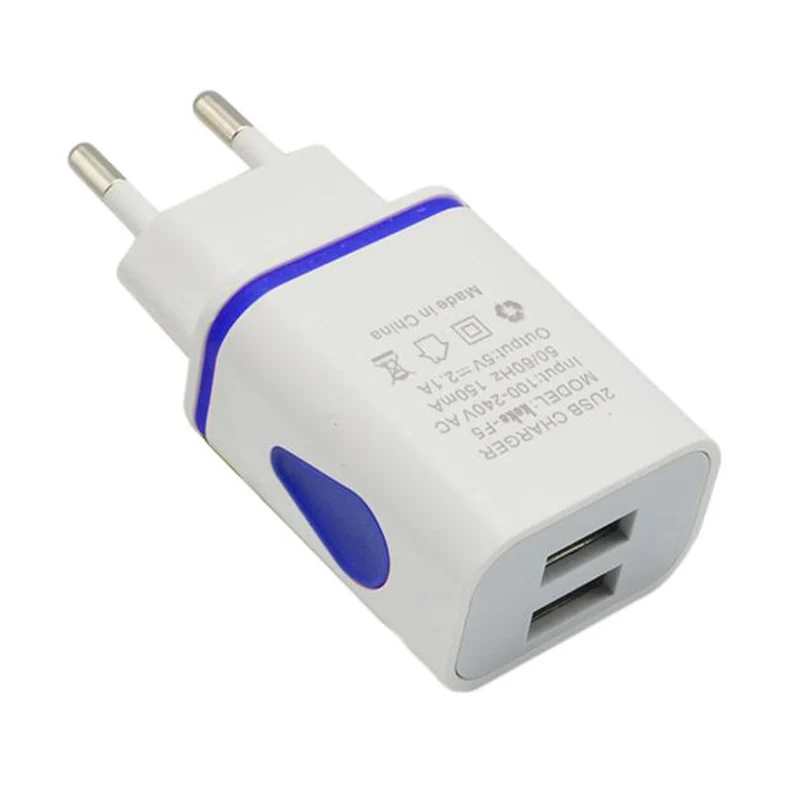 Настенный адаптер для дома и путешествий с 2 светодиодными usb-портами переменного
