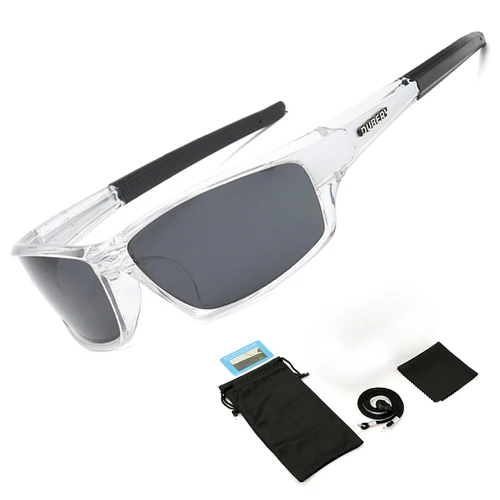 White frame with bag UV400 Мужские поляризованные солнцезащитные очки для рыбалки рыбацкие походные лыжные очки велосипедные очки спортивные рыболовные очки - Цвет: White frame with bag