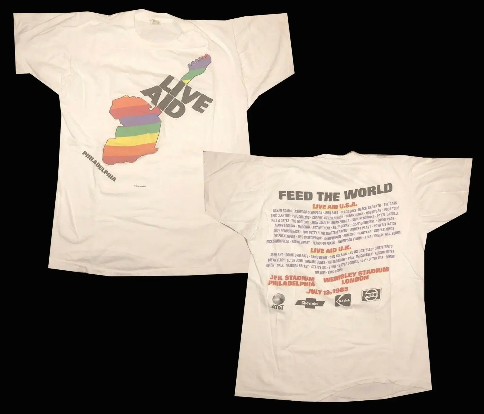 Винтажная RARE LIVE AID 1985 PHILADELPHIA Футболка с принтом S-2XL Перепечатка | Мужская одежда