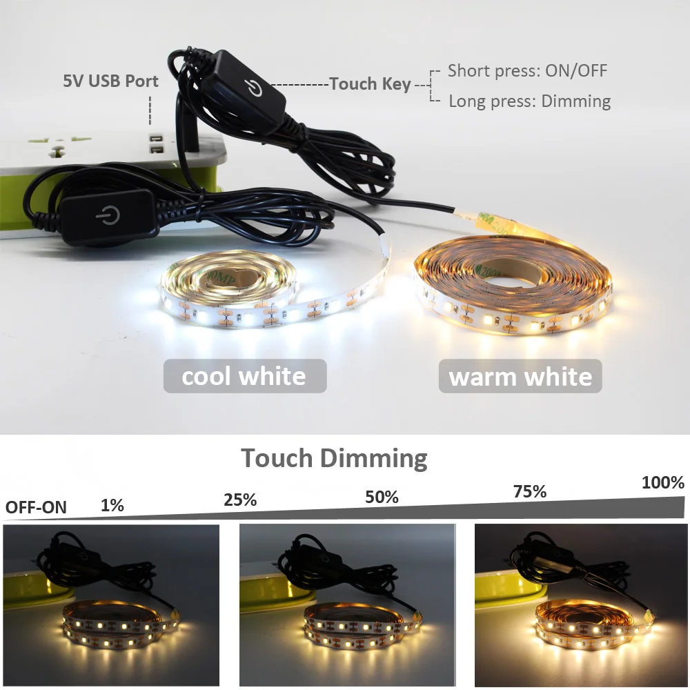 Светодиодная водонепроницаемая лента приглушаемая LED полоска с питанием от USB 5 в