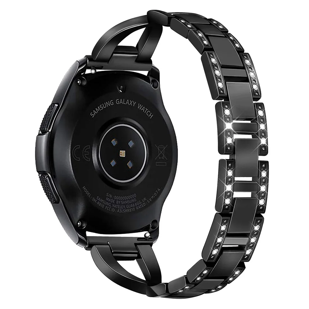 Бриллиант+ ремешок из нержавеющей стали 20 мм для samsung Galaxy Watch 42 мм/Active Active2 40 мм 44 мм/S2 Классический ювелирный ремешок