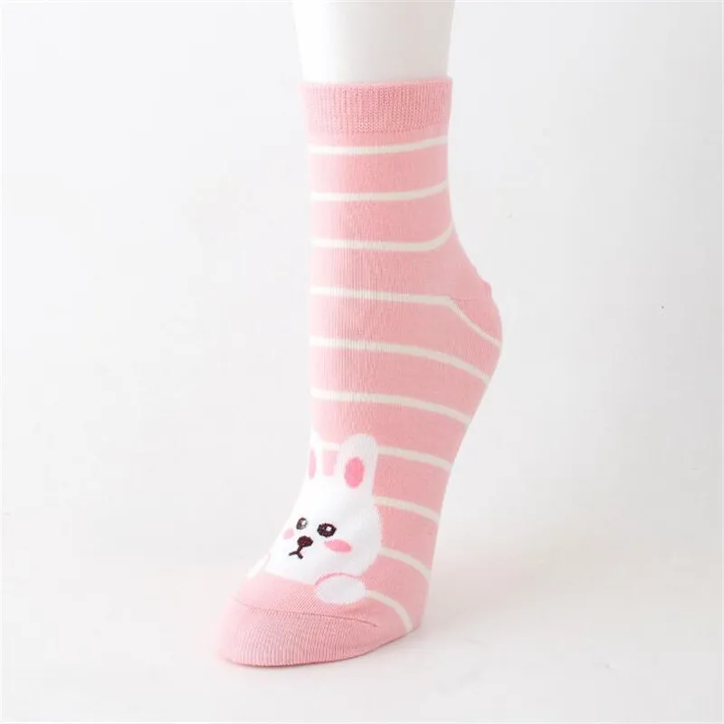 2 Осень-зима, женские носки Kawaii, животные, женские Носки с рисунком панды, медведя, утки, милые Новое поступление, хлопковые теплые забавные носки Meias - Цвет: 2