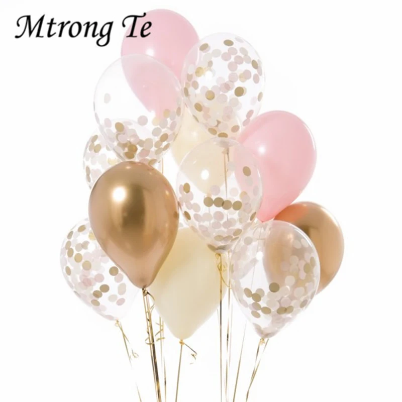 

12pcs Pink Black Balloons Confetti Latex ballons Birthday decor Party Wedding Decoration Wedding Anniversary globals Metallic