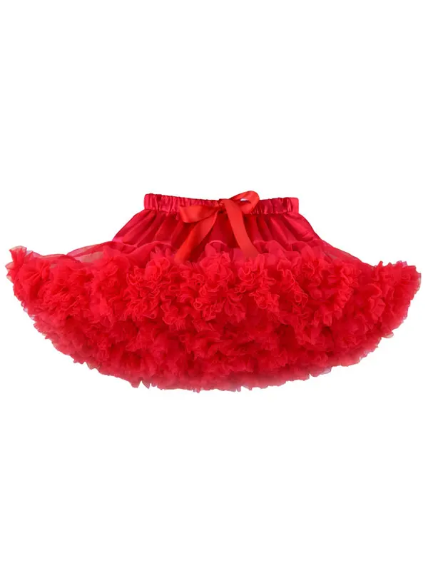 

Women Mini Skirt Ribbon Bow Layered Ruffles Two Tone Tutu Skirt