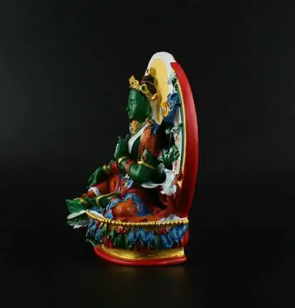 Коллекция китайской тибетской буддистской смолы цветной рисунок Зеленая Тара