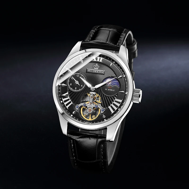ORKINA качество Tourbillon для мужчин смотреть Автоматическая Чайка дизель часы человек световой водонепроница механические часы стимпанк