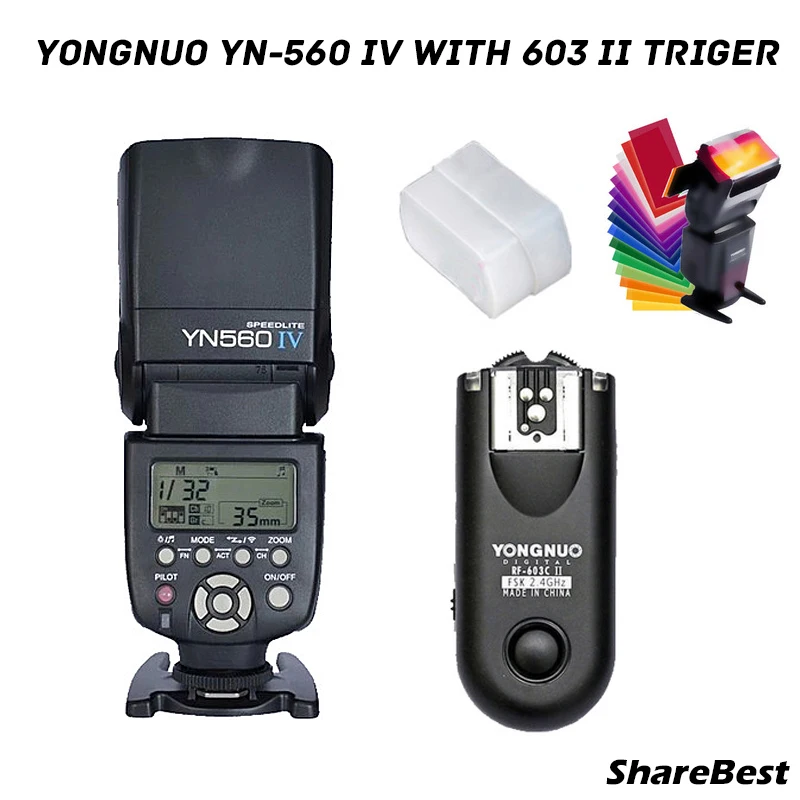 YONGNUO YN560 IV 560IV 2.4G Wireless Flash Speedlite with RF603C II Trigger for Canon 6D 7D 60D 70D 5D2 5D3 700D 650D 750D 5D IV