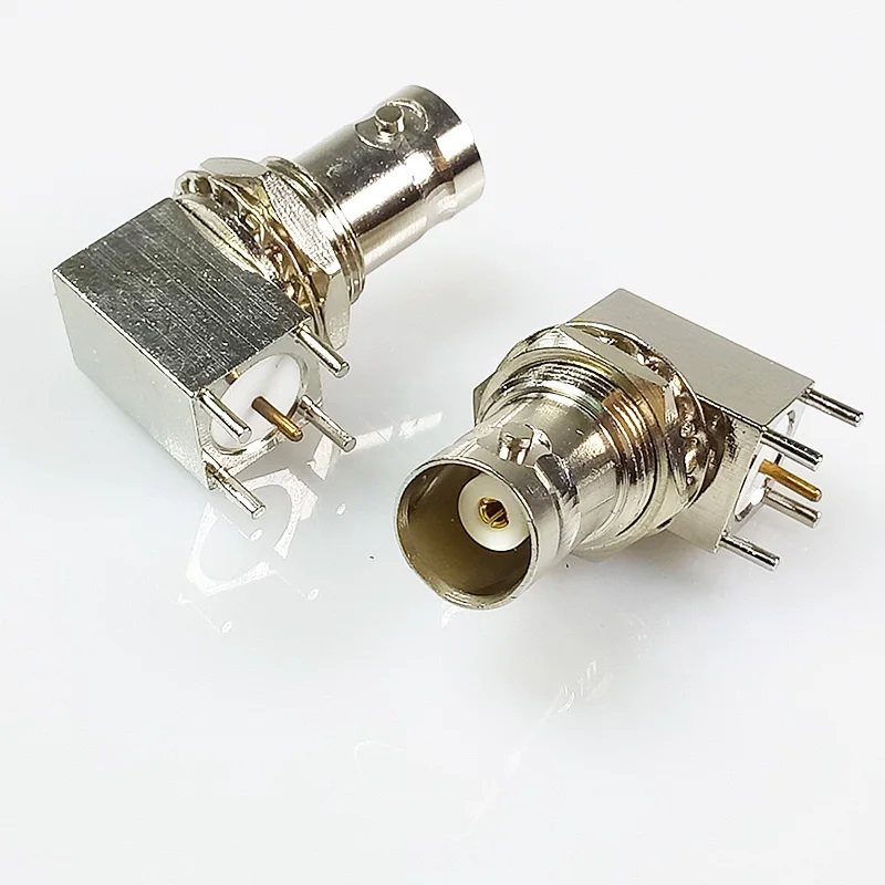 100 шт./лот BNC гнездо правый угол 4 Pin PCB Панель Крепление Женский Разъем Центральная