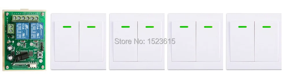 

New AC 220 V 1CH Wireless Remote Control Switch System Receiver & 4*White wall Panel Sticky Remote