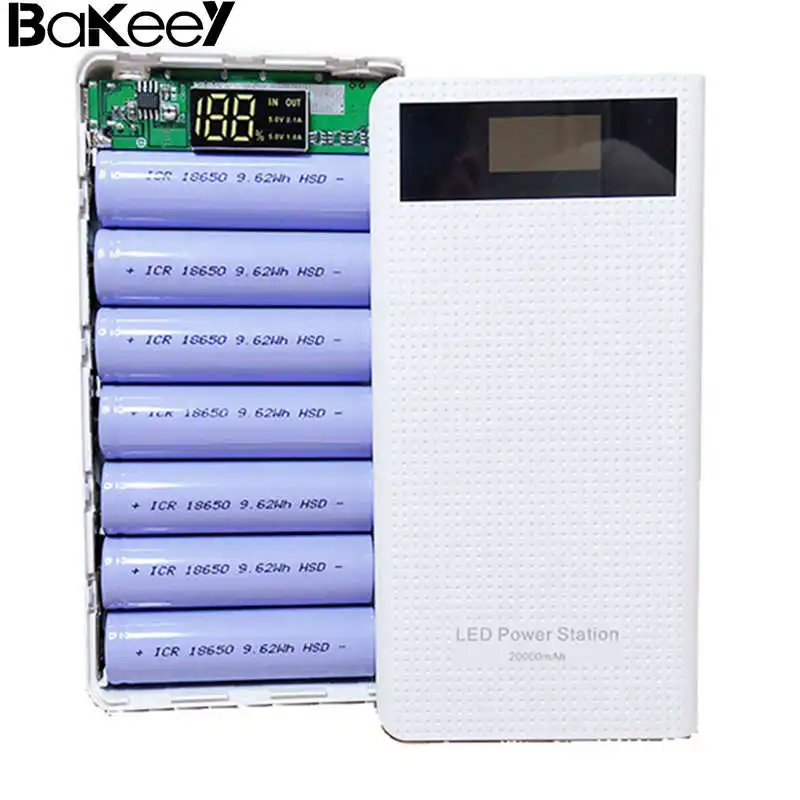 Bakeey type C 7x18650, сделай сам, внешний аккумулятор, коробка, комплект, двойной USB, сделай сам, чехол для зарядки аккумулятора, быстрое зарядное устройство для samsung, Xiaomi 8, huawei