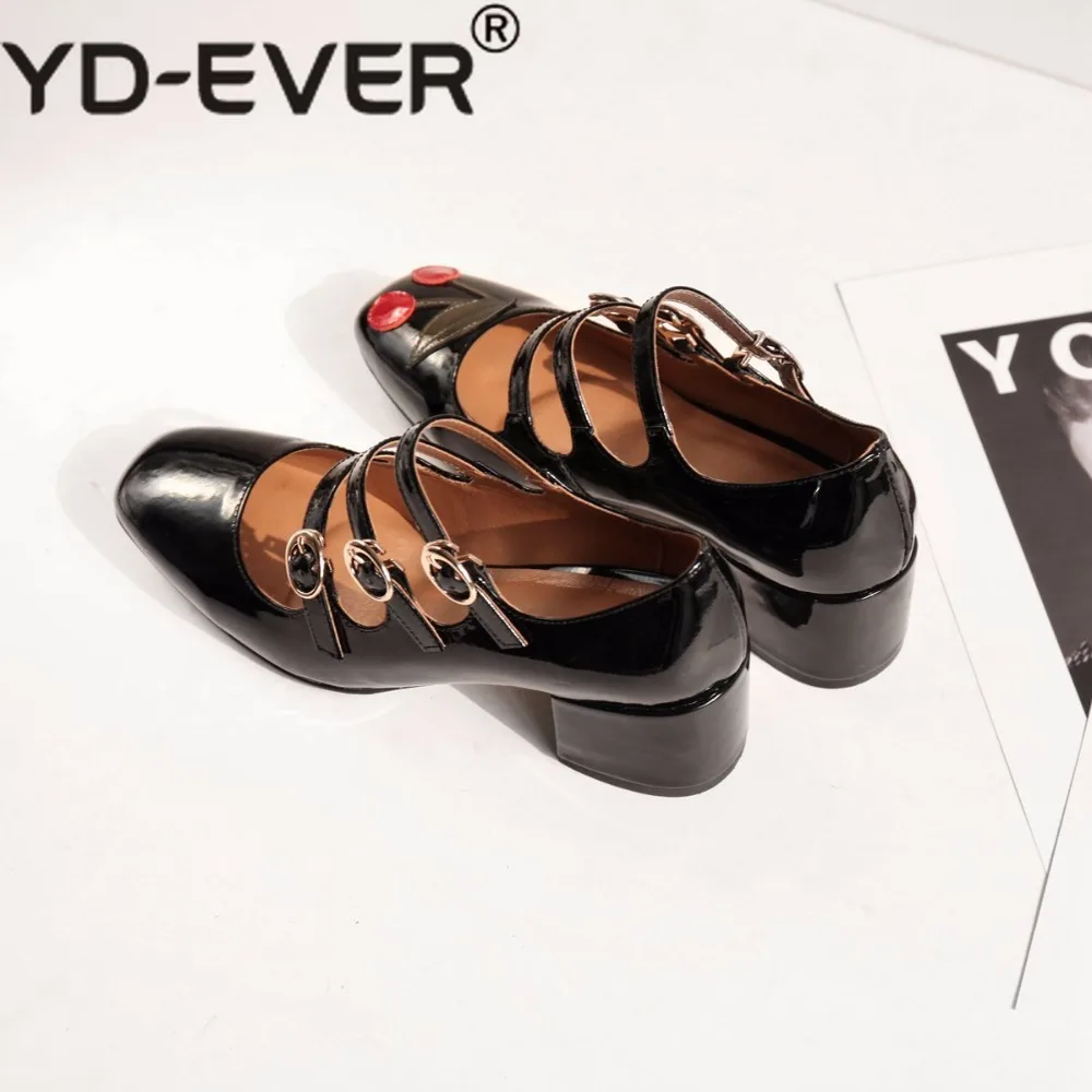 YD-EVER обувь из натуральной кожи женские модные туфли-лодочки на среднем