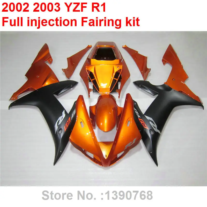 

New motorcycle fairing kit for Yamaha injection molding YZF R1 2002 2003 burnt orange black fairings set YZFR1 02 03 BV23