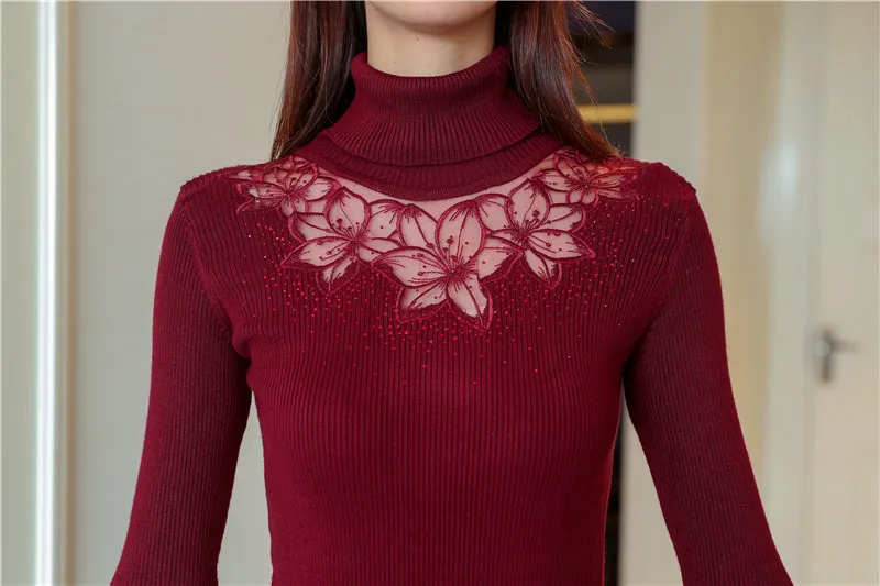 OHCLOTHING, свитер, водолазка, пуловер, рукав, кружевной свитер,, корейский осенний Кутюр, кружевной свитер