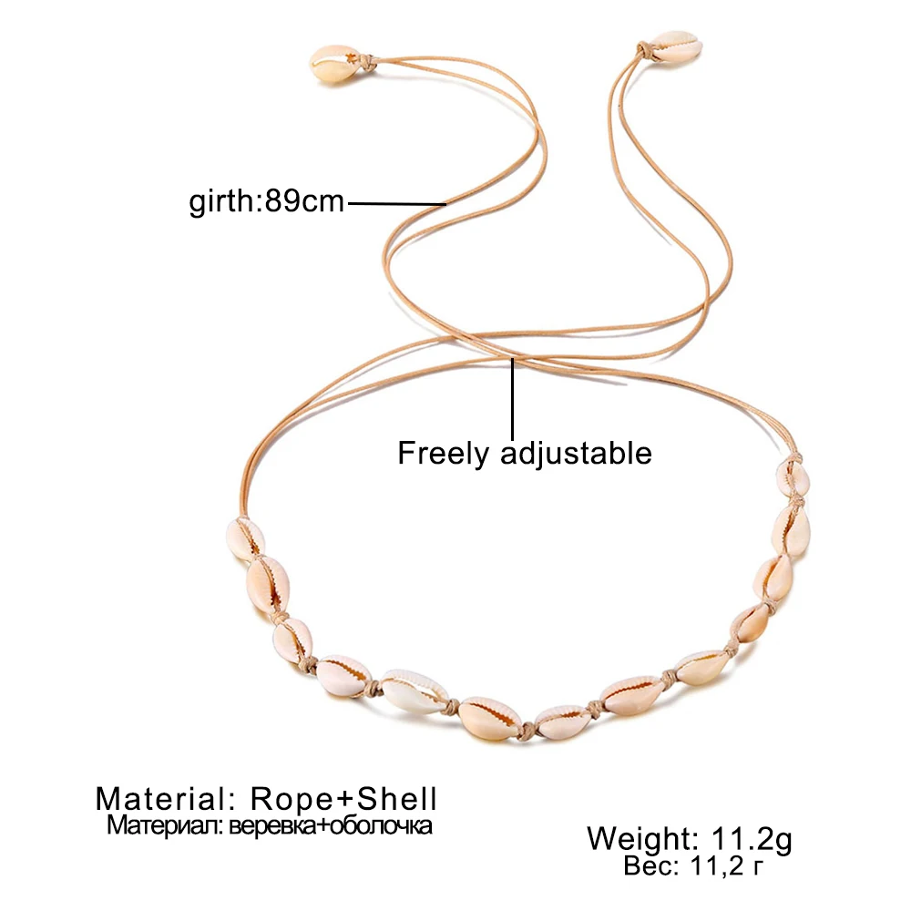 IFMIA New Fashion Black Rope Chain Natural Seashell Choker Necklace Collar Boho Shell Necklaces for Summer Beach Gifts | Украшения и
