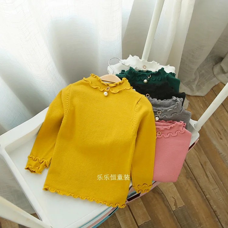 Детская одежда осенне-зимняя хлопковая футболка для маленьких девочек милый топ
