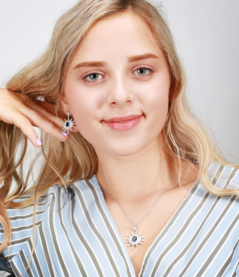 ORSA JEWELS, роскошное модное женское ожерелье, s& Кулоны, зазубренная Установка AAA, голубой кубический циркон, Очаровательное ожерелье, вечерние ювелирные изделия ON146