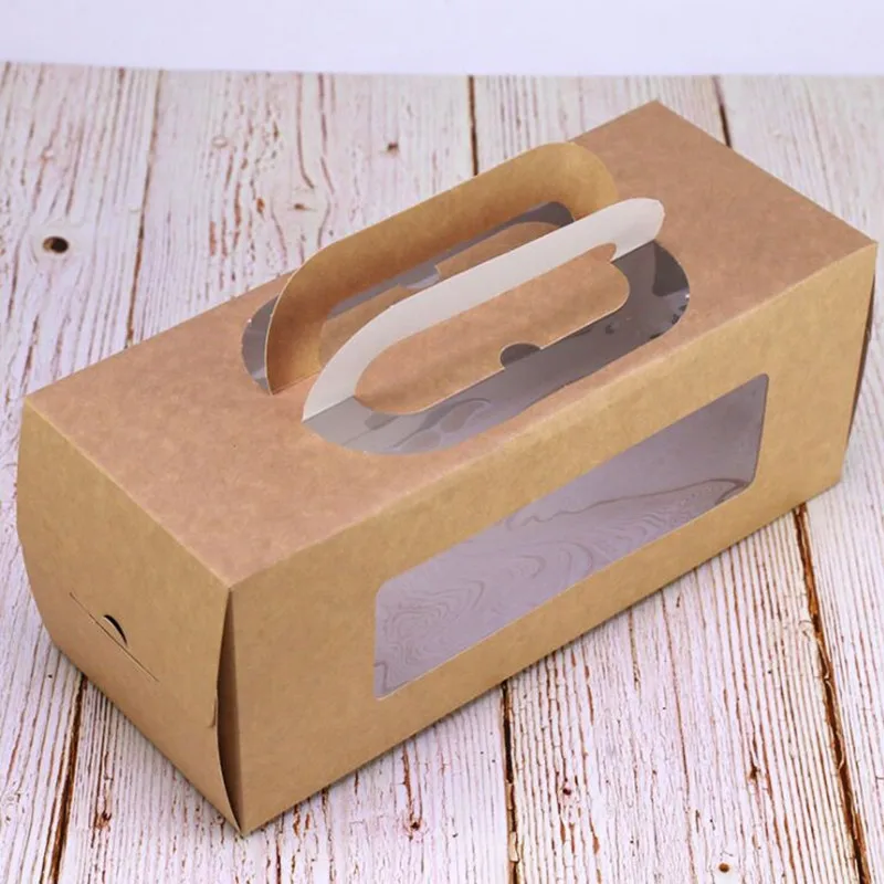 FeiLuan store10 шт 27x11x11 см коричневая бумага ручная витая коробка для торта в рулоне