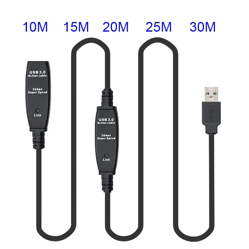 Активный ретранслятор USB 3,0 кабель-удлинитель встроенный IC чипсет кабель-удлинитель для мужчин и женщин высокоскоростной 5 Гбит/с 5 10 15 20 25 30 м
