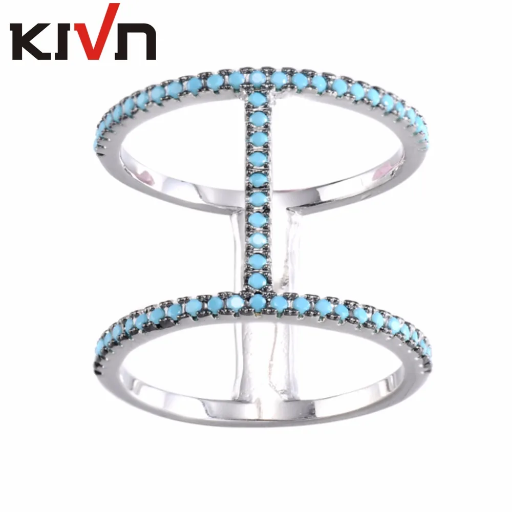 

KIVN Fashion Jewelry Tiny Delicate Double Strands Pave CZ Cubic Zirconia Wedding Engagement Rings for Women Girls Birthday Gifts