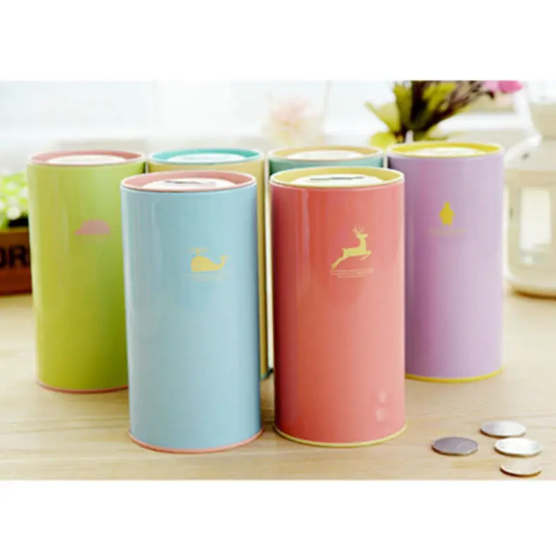 Новая Милая красочная коробка для хранения денег металлическая копилка жестяная