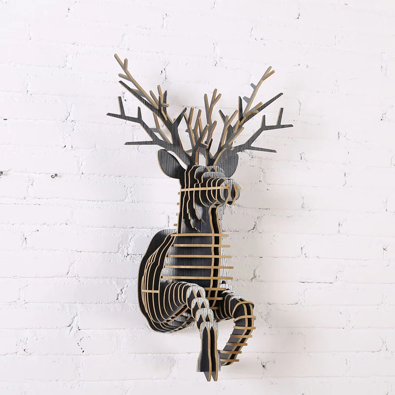 

DIY RUNNING DEER Wall Wooden Craft Animal Head Wall Hanging Wooden Interior Home Decoration WDM020M