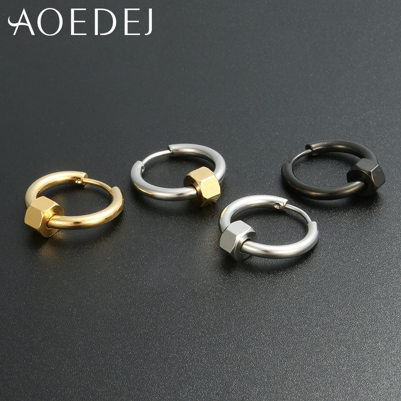AOEDEJ круглые серьги-кольца из нержавеющей стали для женщин золотистые