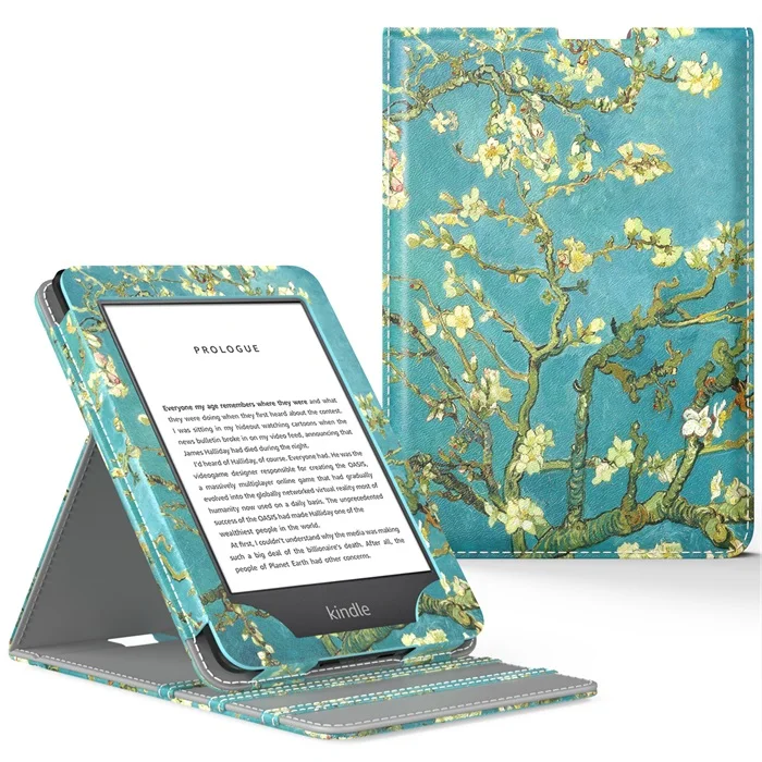 Almond Blossom Чехол для нового Kindle(10-го поколения,)/Kindle(8-го поколения,), вертикальный откидной Чехол премиум класса с функцией автоматического пробуждения/сна - Color: Almond Blossom