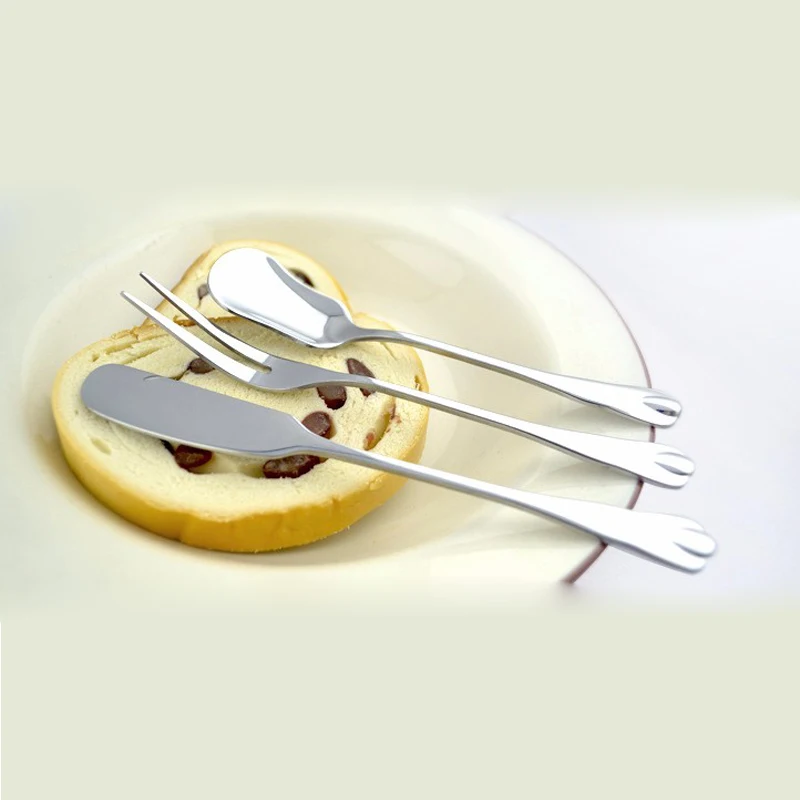 3pcs/set Breakfast 410 stainless steel cutlery butter knife fruit fork jam | Дом и сад