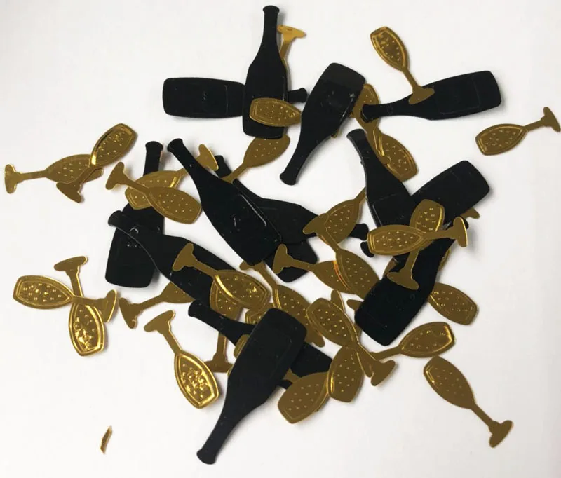 bottle black gold Выпускной конфетти 15 г/упак. Выпускной Сезон конфетти, поздравления, бутылки с шампанским, медицинская шапочка смешанный конфетти - Цвет: bottle black gold