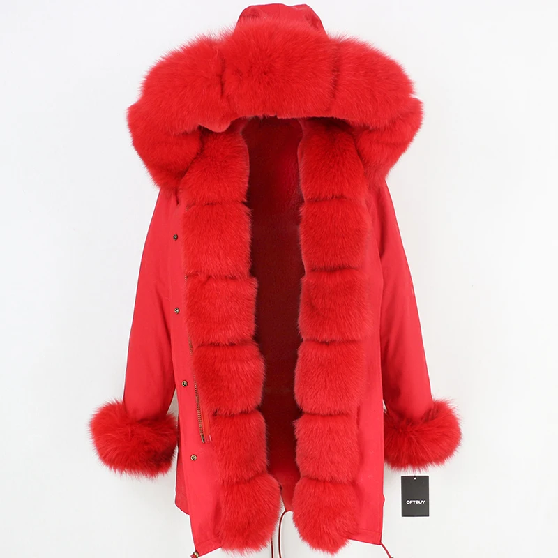 OFTBUY, Длинные парки, зимняя куртка, Женское пальто с натуральным мехом, отделка из натурального Лисьего меха, капюшон, верхняя одежда, уличная одежда, толстая, теплая, съемная