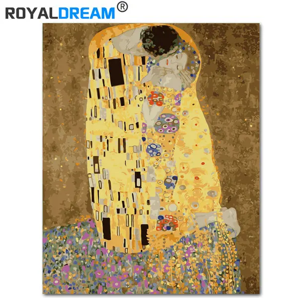 ROYALDREAM world masterpiece Diy цифровой набор для рисования по номерам раскраска краски по номерам на холсте краски для гостиной - Цвет: kelinmutewen-qianse