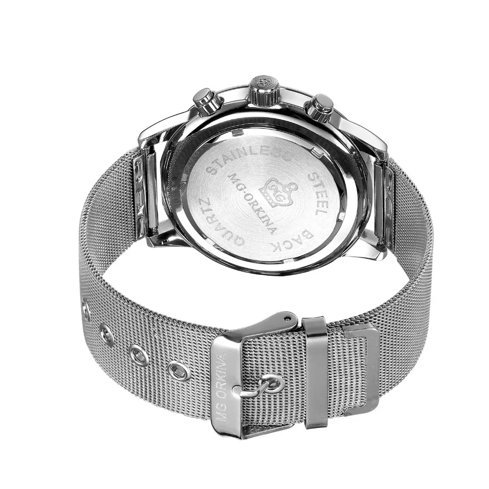 Ультратонкие мужские часы из нержавеющей стали 11 мм сетчатый ремешок кварцевые